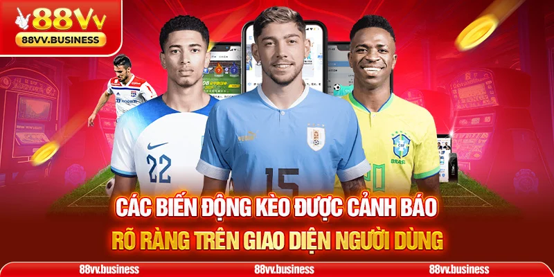 Các biến động kèo được cảnh báo rõ ràng trên giao diện người dùng